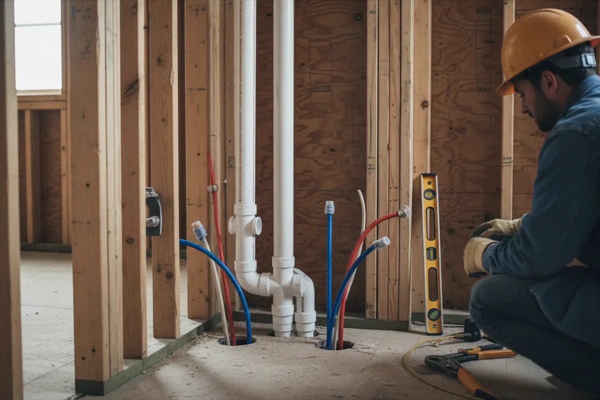 Drain and supply rough-in during Drain Cleaning in Northport