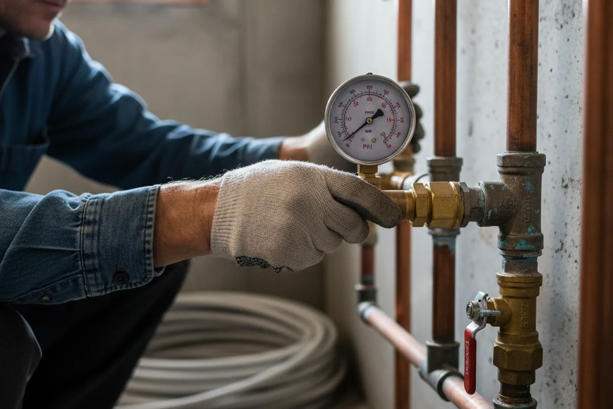 Pressure testing a repaired line during Water Line Repair in Northport